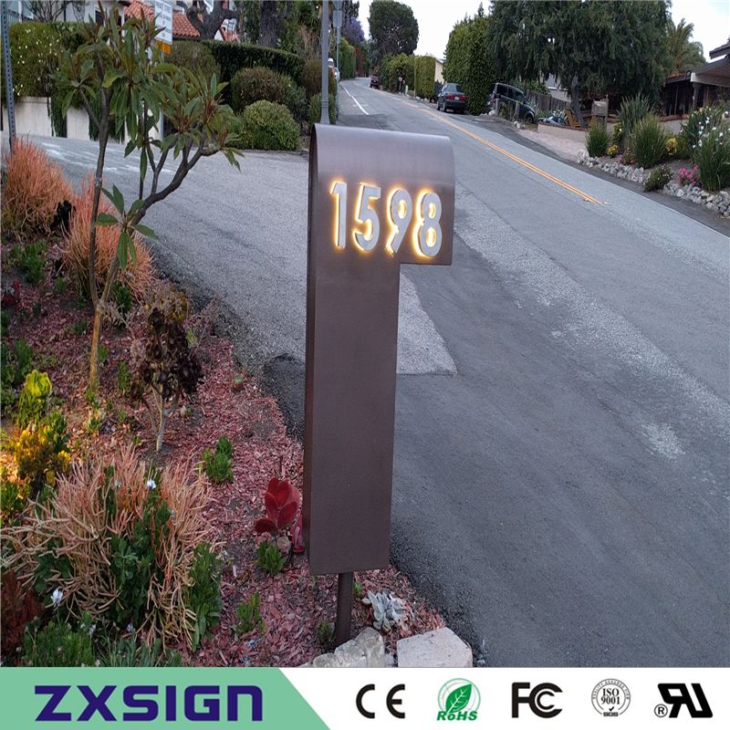 2021 15cm High Outdoor 304# Stainless Steel Back Lit Led Sign Numbers