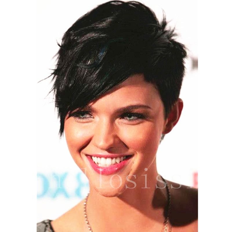 New Haircuts Pixie Cut Human Hair Wig Natural Black Rihanna Short