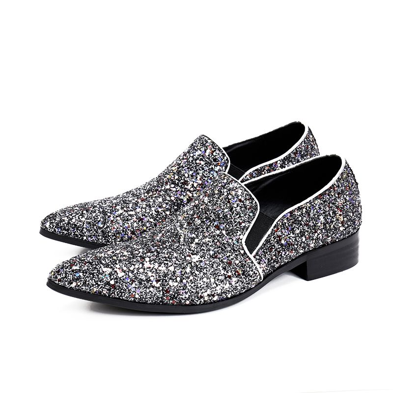 silver men prom shoes