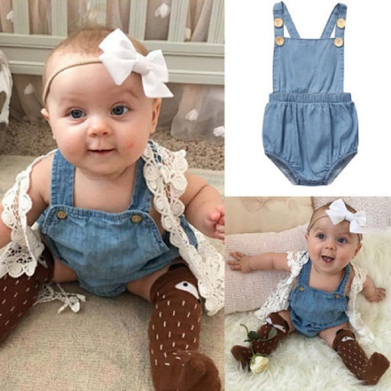 denim ruffle romper