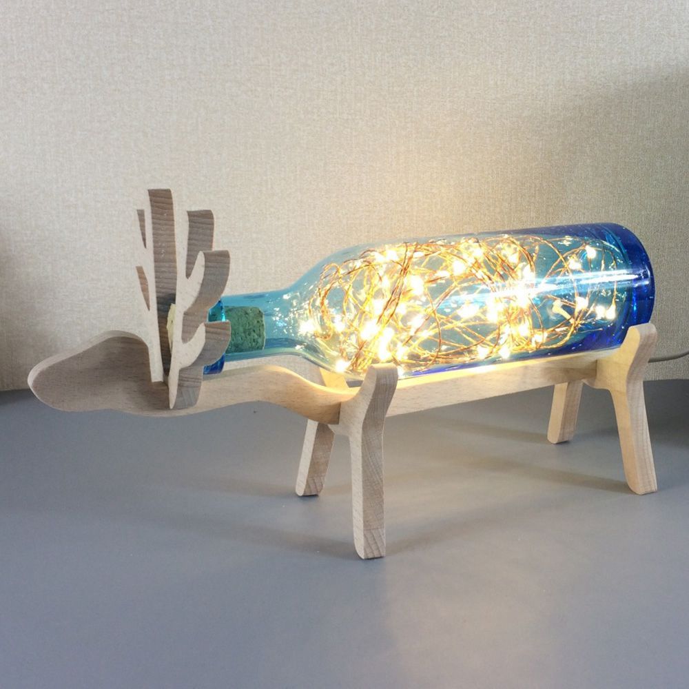 2020 Creative Wood Elk Bedsides Table Lamp Bedroom Glass