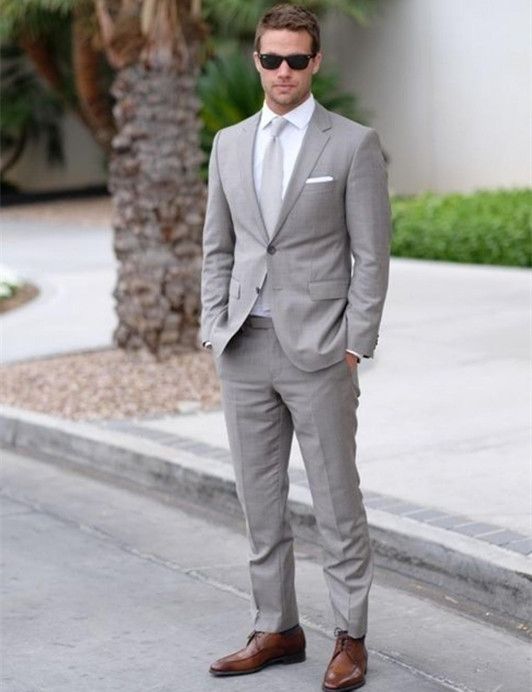 light gray wedding suit