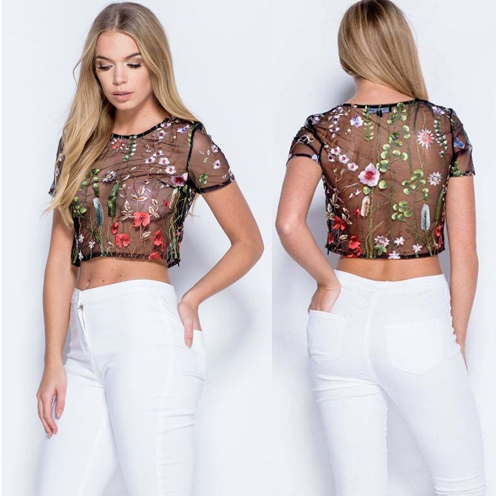 see through flower shirt