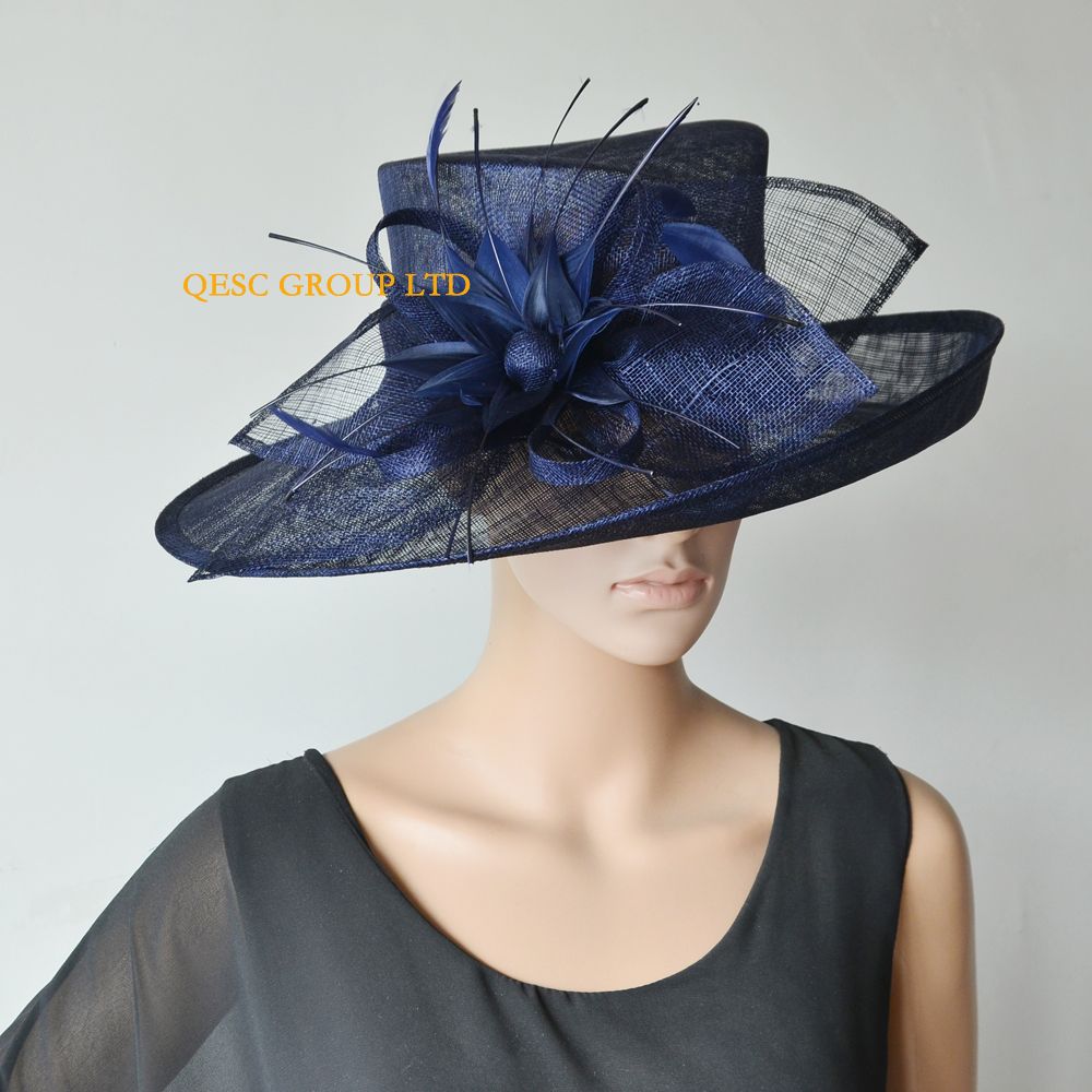 navy and ivory wedding hats