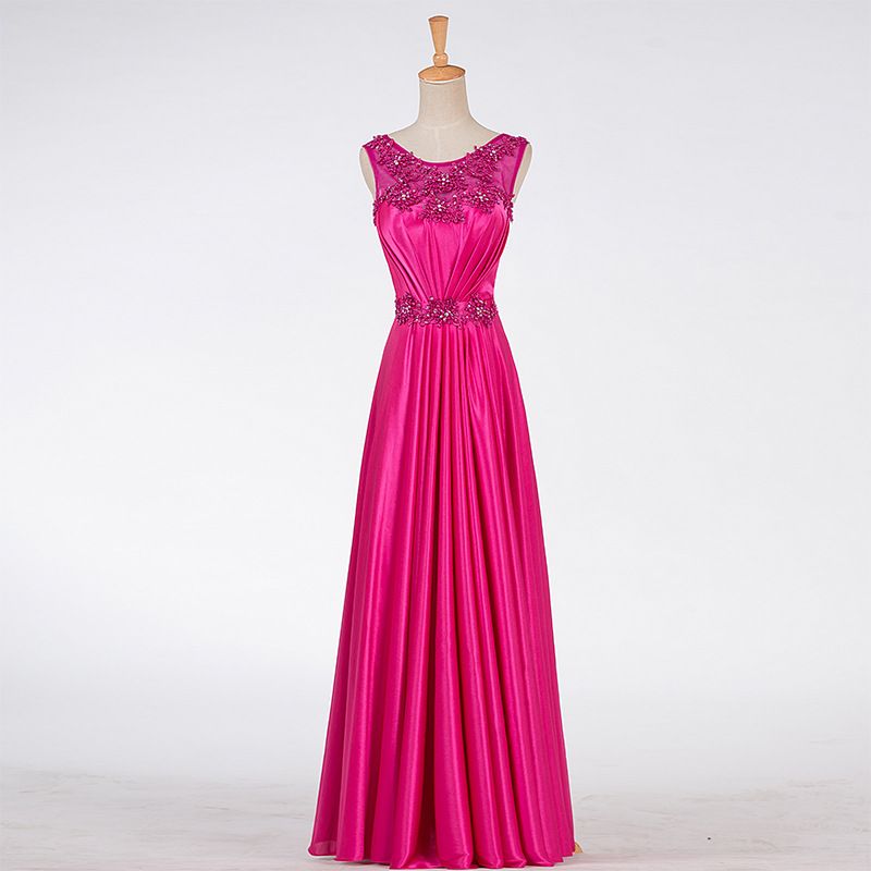 Compra Bateau Cuello Largo Vestido De Noche De Satén Con Apliques De  Abalorios Vestidos De Fiesta De Noche Largo Elegante Color Fucsia Rosa Azul  Barato | Entrega Rápida Y Calidad | Es.Dhgate