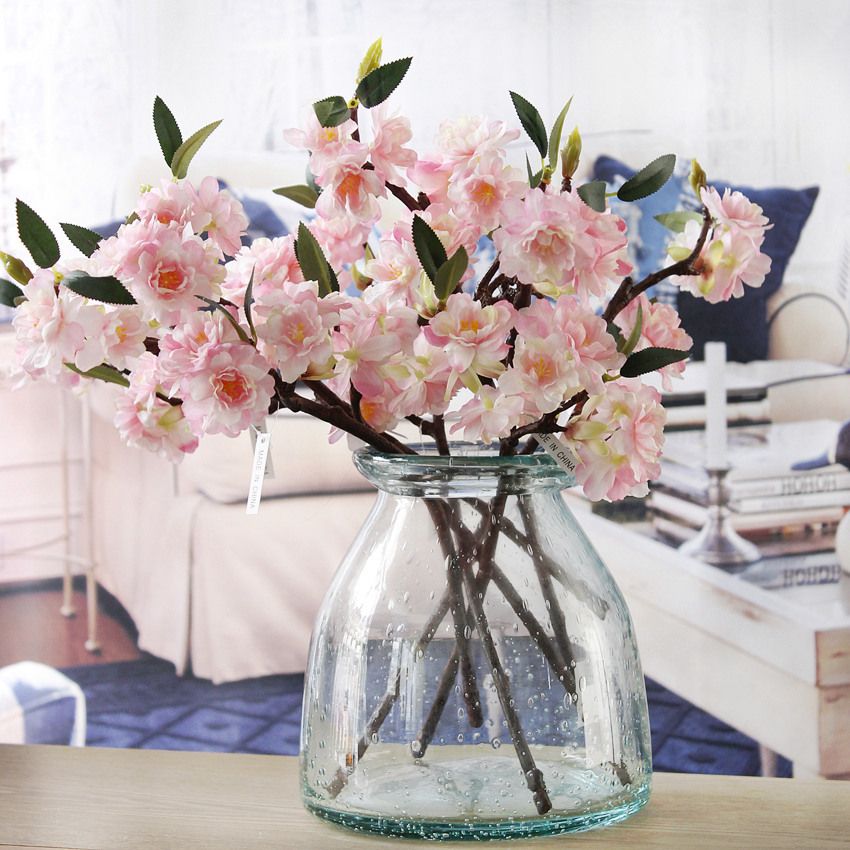artificiels faux fleur de cerisier fleur de soie Hydrangea Hydrangea Accueil Jardin Décor Partie Décorations de mariage Nouveau