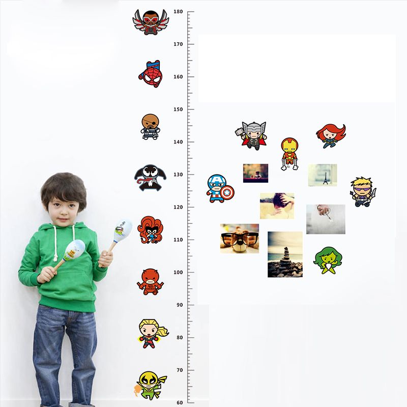 Avengers Height Measure Chart Wall Stickers For Kids Rooms Decals Art Children Room Decoration Poster Cartoon Boy S Gift Wall Stickers Kids Wall