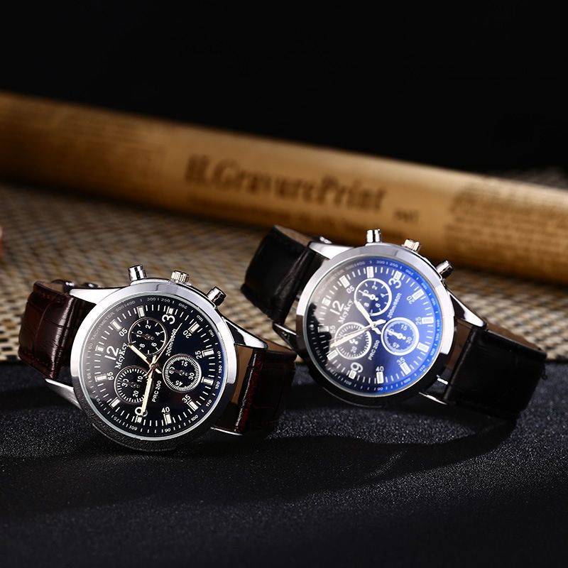 geneva men's quartz watch leather band