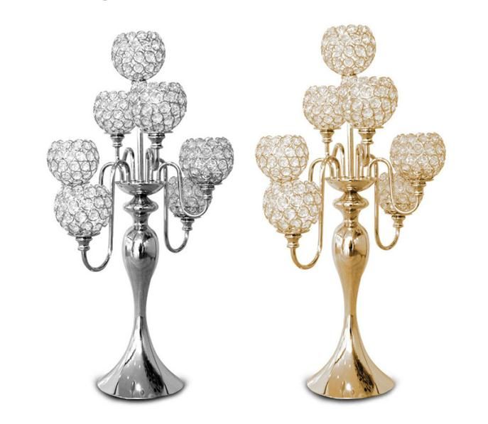 2019 7 Arm Crystal Metal Floor Candle Holder Gold Silver Candelabra For Wedding Candelabrum Centerpiece Decor Candlestick From Xige1 1407 04