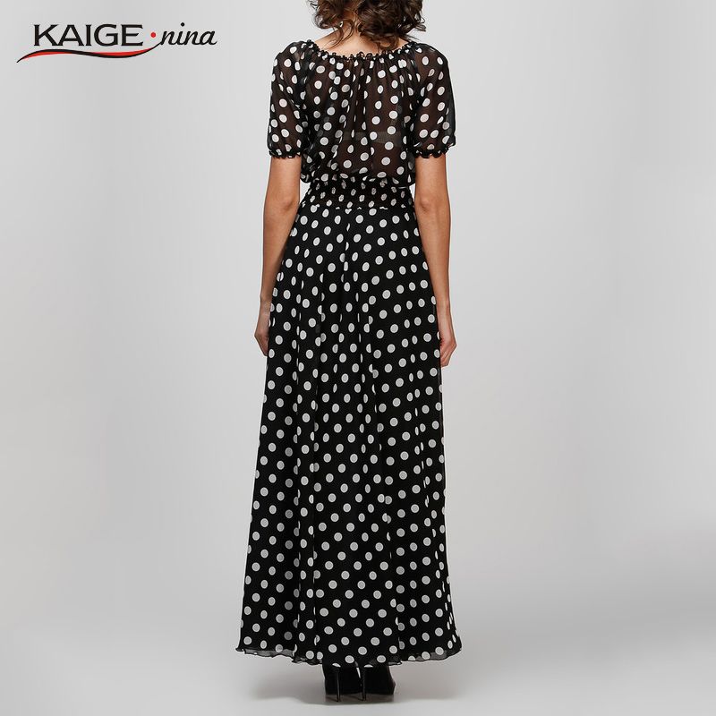 Compra Estilo De Verano Negro Lunares Maxi Vestidos Largos Ropa Mujer  Casual Vestido Para Una Túnica De Gasa De Impresión Del Piso 2167 # Barato  | Entrega Rápida Y Calidad | Es.Dhgate