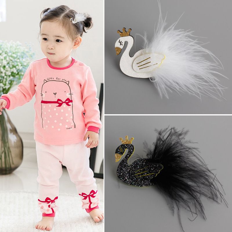 Cute Cartoon Black And White Swan Baby Hairpins Kids Hair Clips
