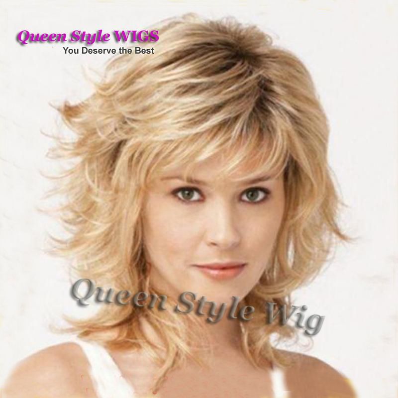 New Fashion Medium Length Hair Wig Charm Women S Dark Blonde Curly