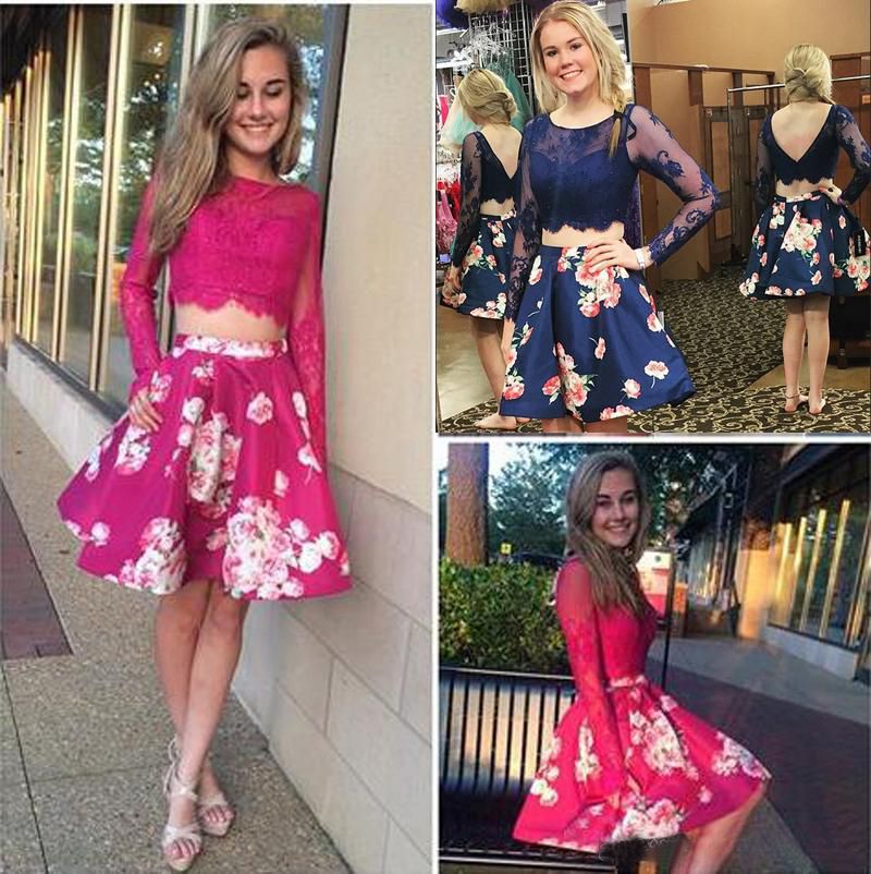 blue floral homecoming dress