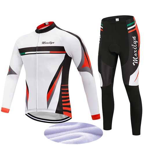 Womens Long Sleeve Cycling Suits Set Cycling Jersey with 3D Gel Padded Pants Trousers Autumn Winter Thermal Fleece Windproof Coat Jacket Cycling Clothing Set Outdoor Sportswear BC-20