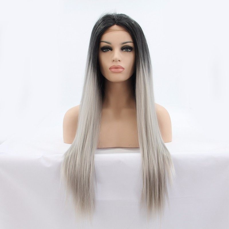 Kylie Jenner Lace Front Lace Ombre Wigs High Ponytail Synthetic