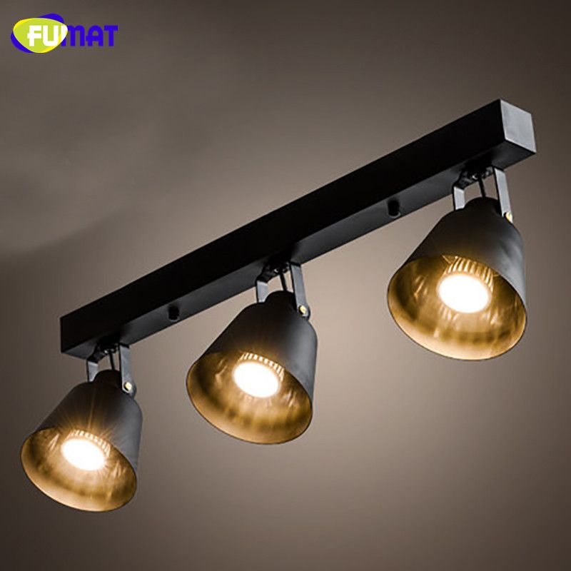 compre fumat vintage loft luz de techo led con varilla larga lampara de techo de hierro negro barra de industiral pasillo comedor iluminacion de la