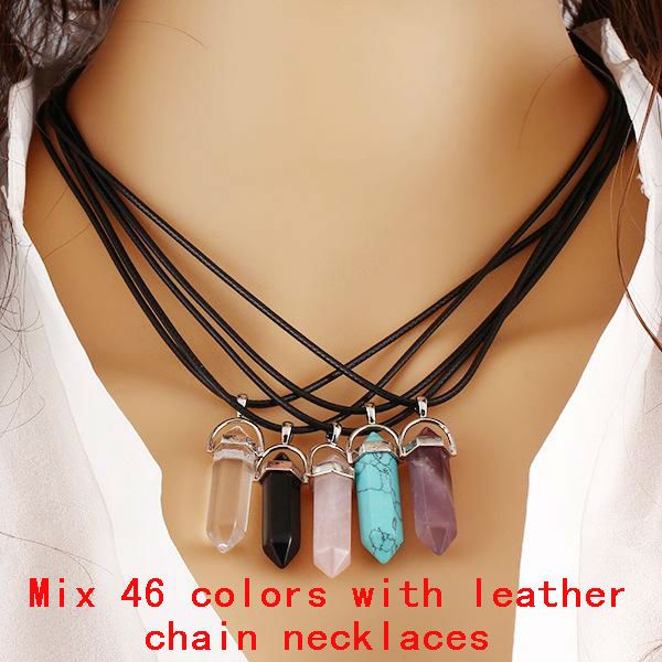 Mix Natural Stone leather Necklaces