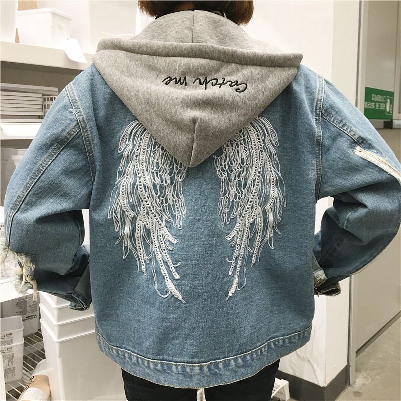 Satın Al Moda Kot Ceket Bayanlar Yeni Baskı Ceket Kış Casual