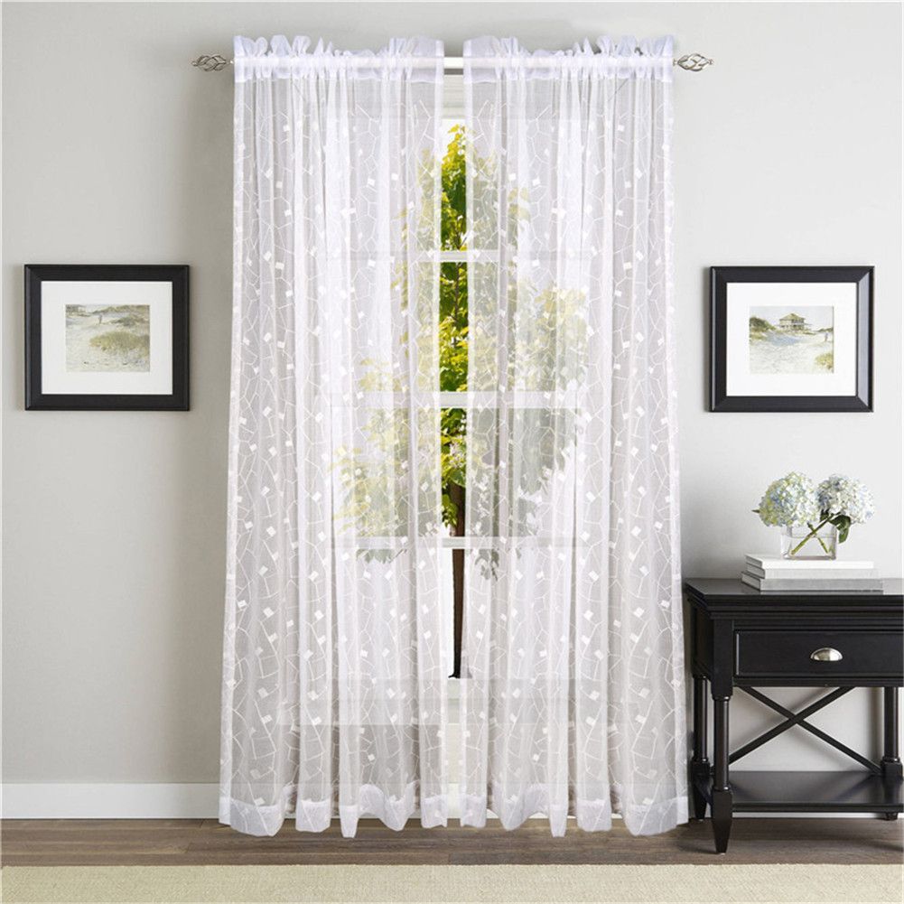 Elegant Floral Tulle Voile Door Window Curtain Drape Panel Sheer