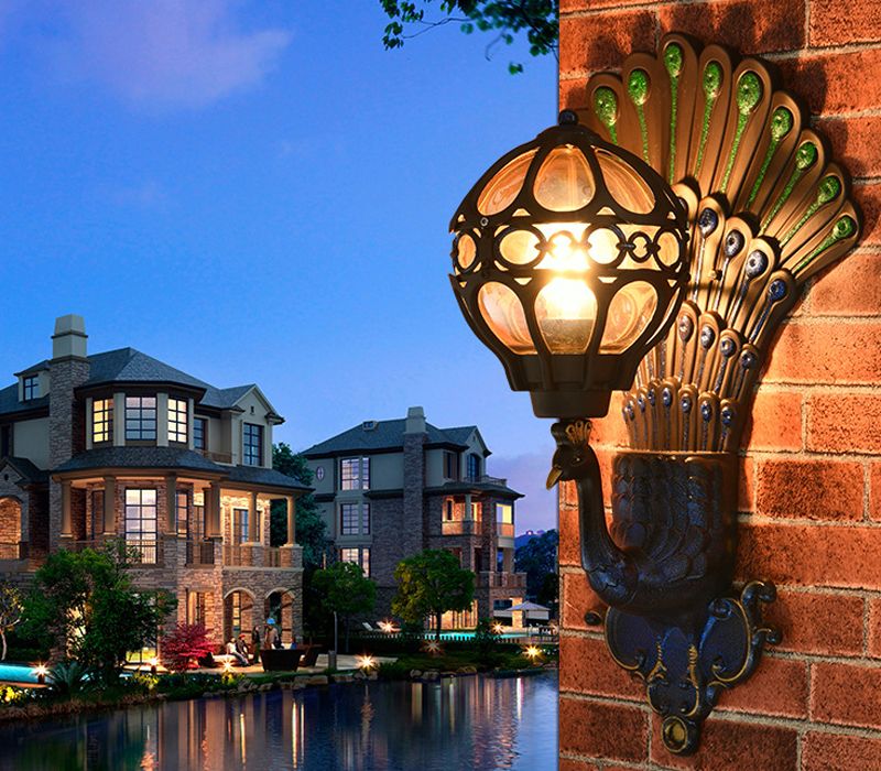 2019 Outdoor Wall Lamps Exterior Lantern Lamp Antique Vintage Creative Peacock Shape Aluminum Light Fixture Lighting European Style From