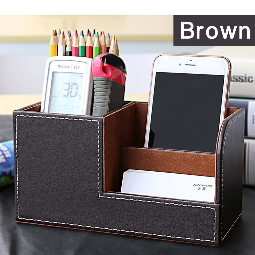Best Multifunctional Leather Office Desk Organizer Desktop Multifunctional Leather Office Desk Organizer Desktop Stationery Storage Box Collection Business Card Pen