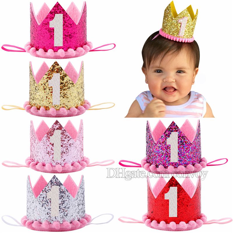 1st birthday girl crown headband