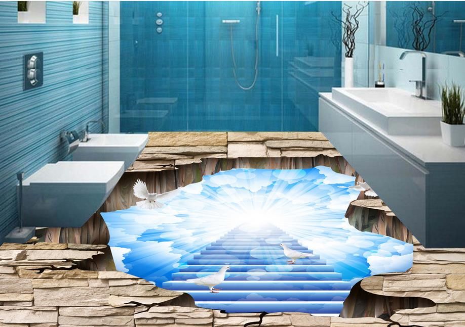Custom 3d Floor Murals Beautiful Sky 3d Floor Painting For Living Room Bedroom 3d Pvc Flooring Waterproof Animation Wallpaper Art Wallpaper From