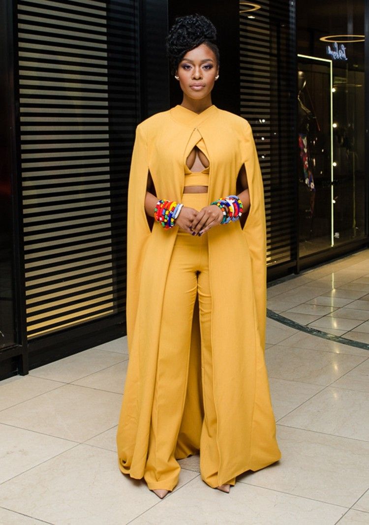 yellow cape jumpsuit
