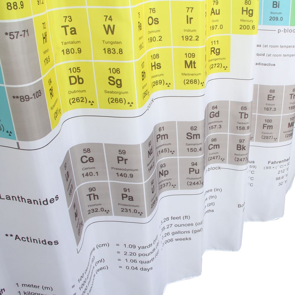 Fabric Polyester Big Bang Theory Periodic Table Shower Curtain
