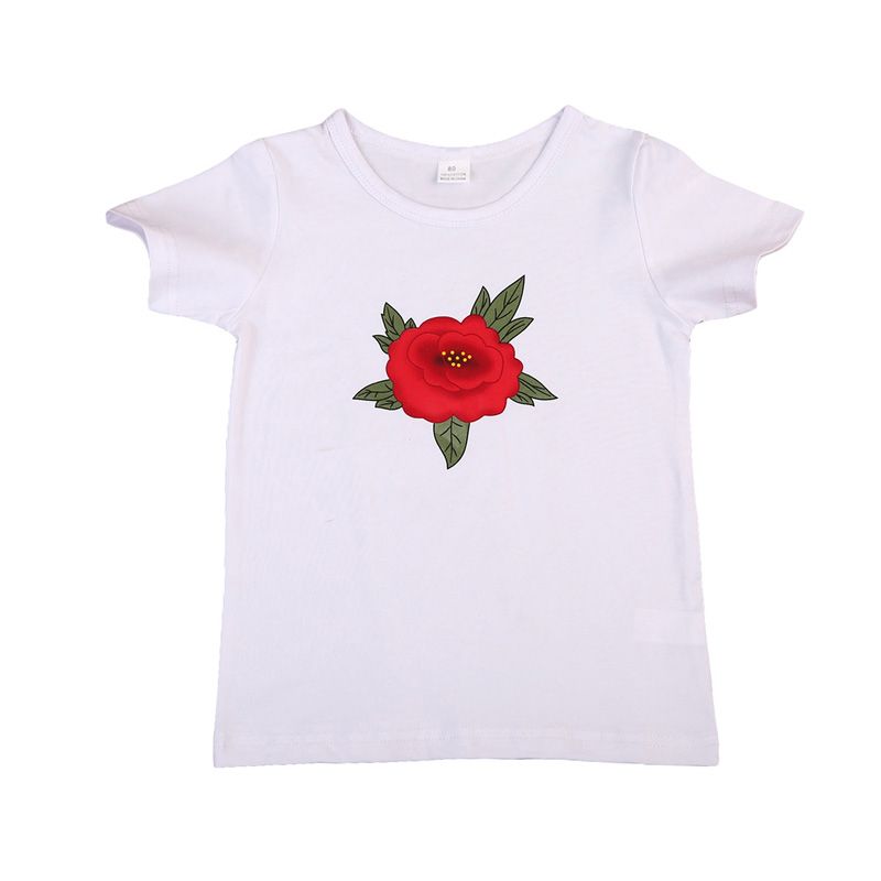 Kids Toddler Baby Girl Rose White T Shirt Baby Fashion Clothes Short