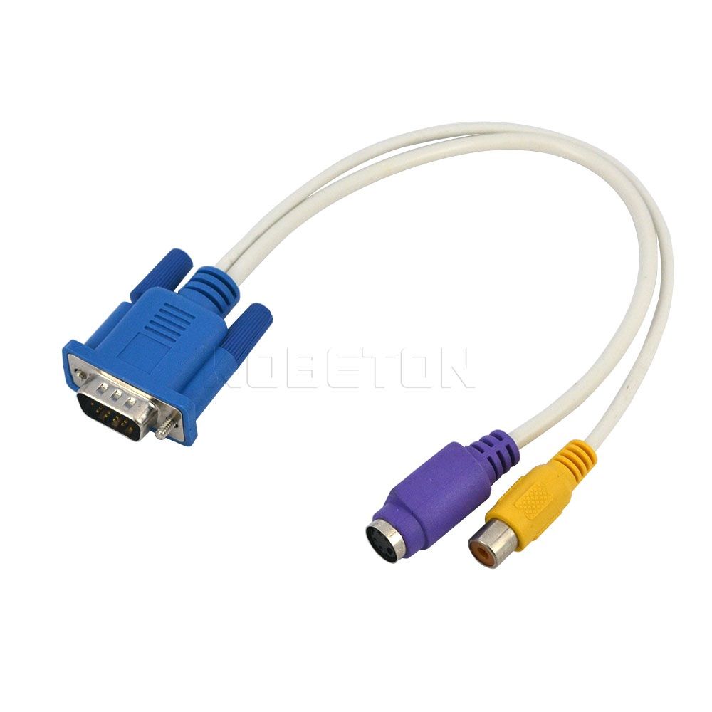 1Ft VGA Male to S-Video RCA Video Female Monitor Cable Extension Adapter PC TV
