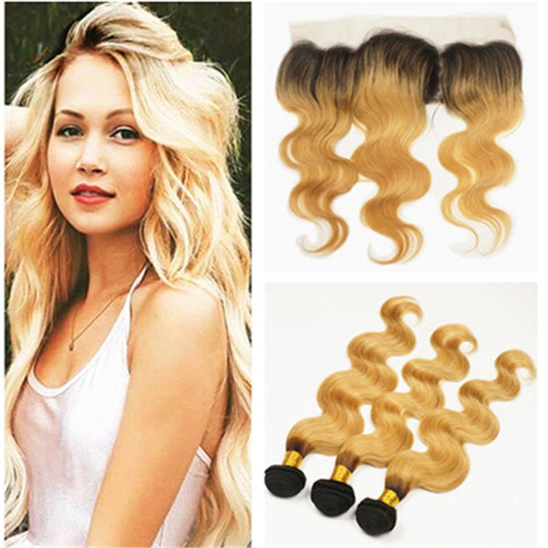 2019 Two Tone 1b 27 Honey Blonde Ombre Braizlian Human Hair Wefts