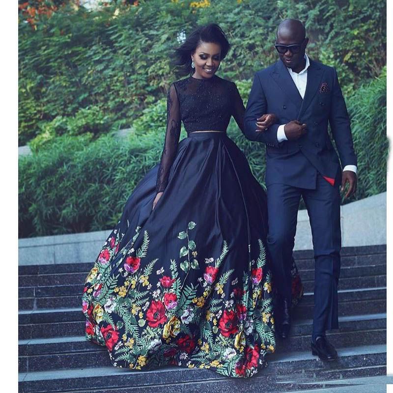 black floral party dress