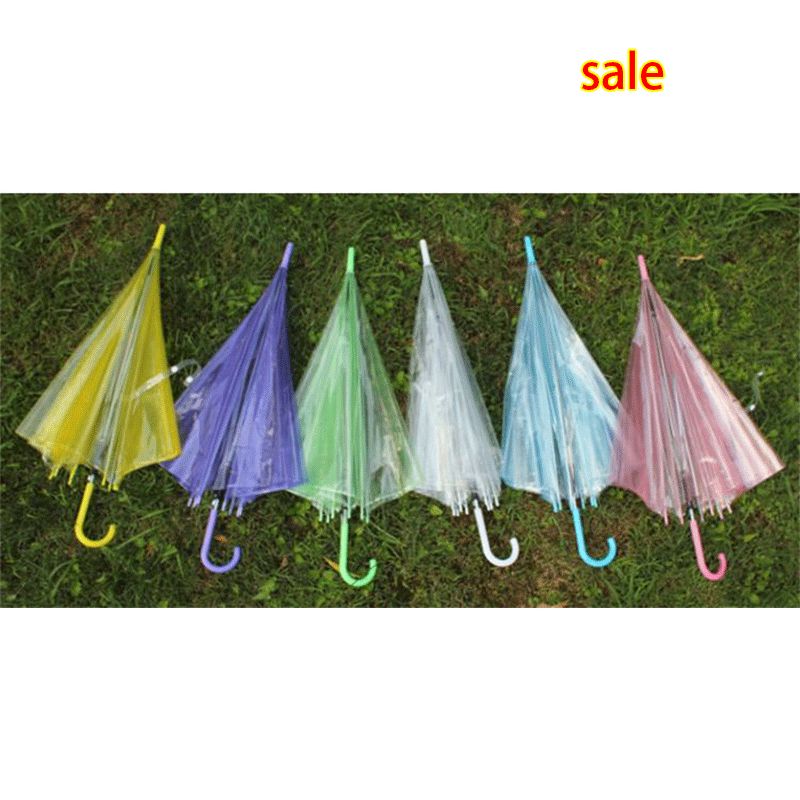 Venta al por mayor transparente paraguas claro ver a coloridos mango largo paraguas