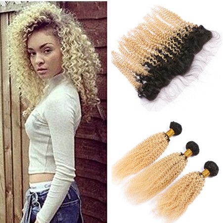 2019 1b 613 Dark Roots Blonde Ombre Full Lace Frontal Closure With