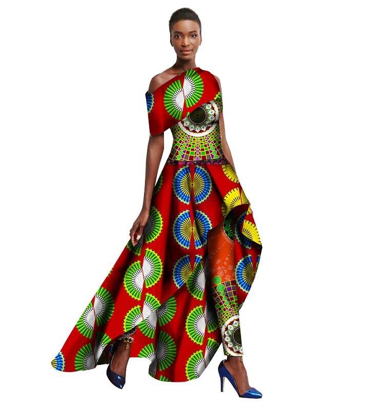 2017 Primavera Ankara Moda Africana Tradicional para Mujeres Vestidos + Pantalones Largos Originalidad Mujeres