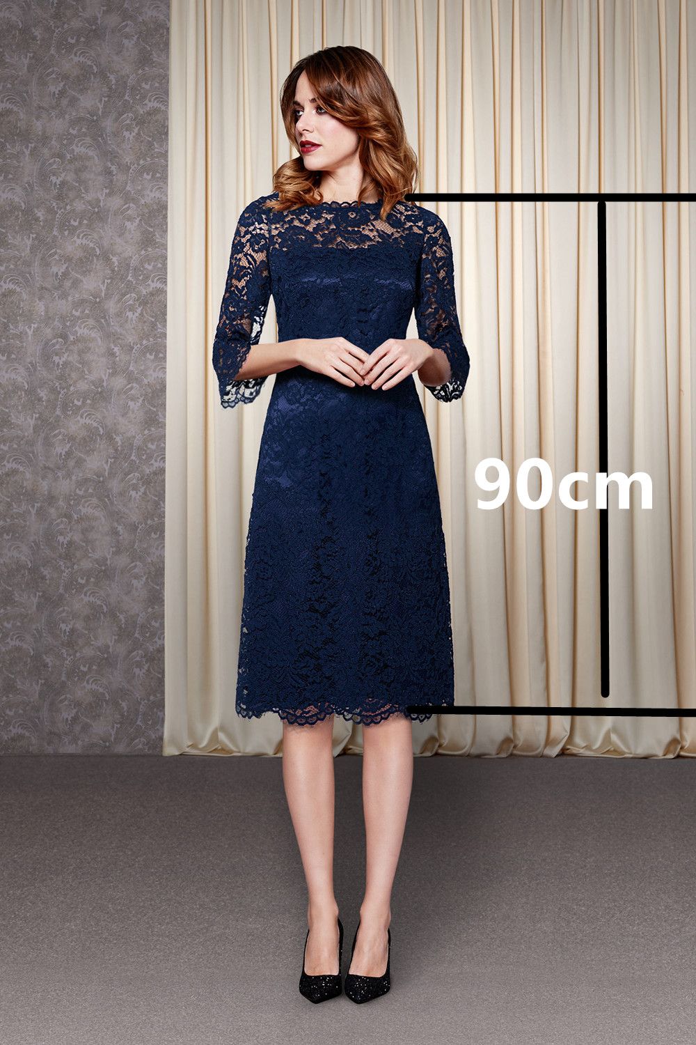 Two-Piece Long Sleeve Knee-Length Occasion Dress Slate Blue