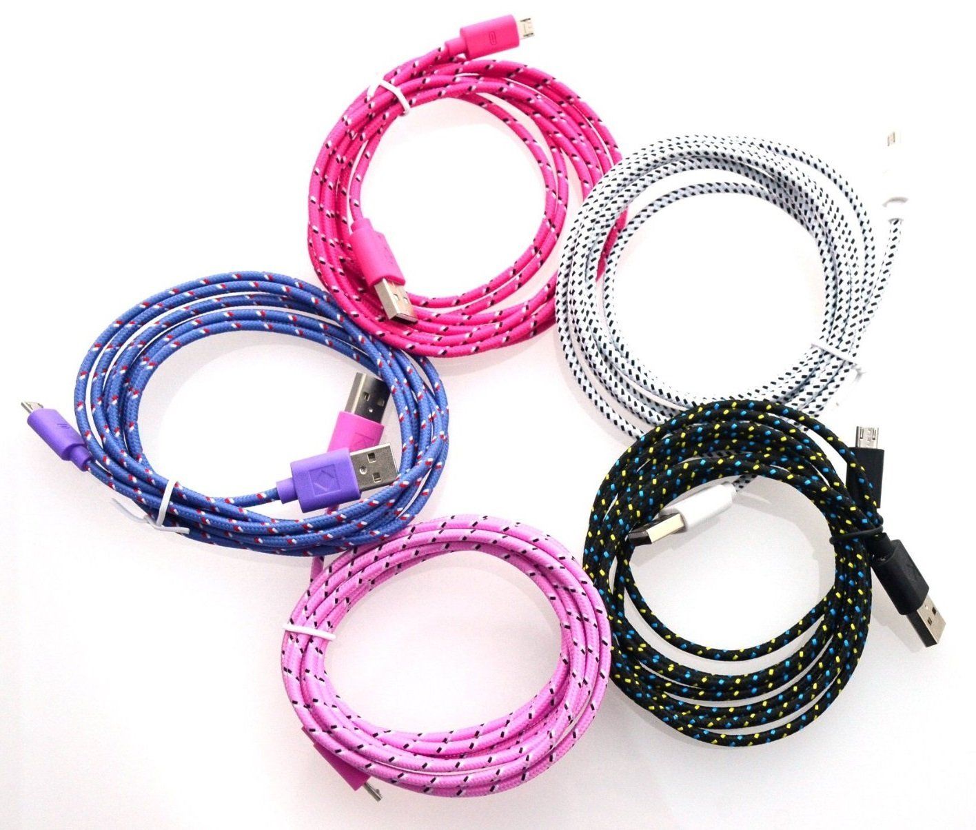 10Ft 3M Extra Long Extension Micro USB Fiber Braided Charger Cable Data