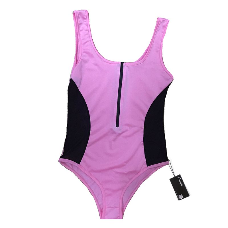 pink zip swimsuit