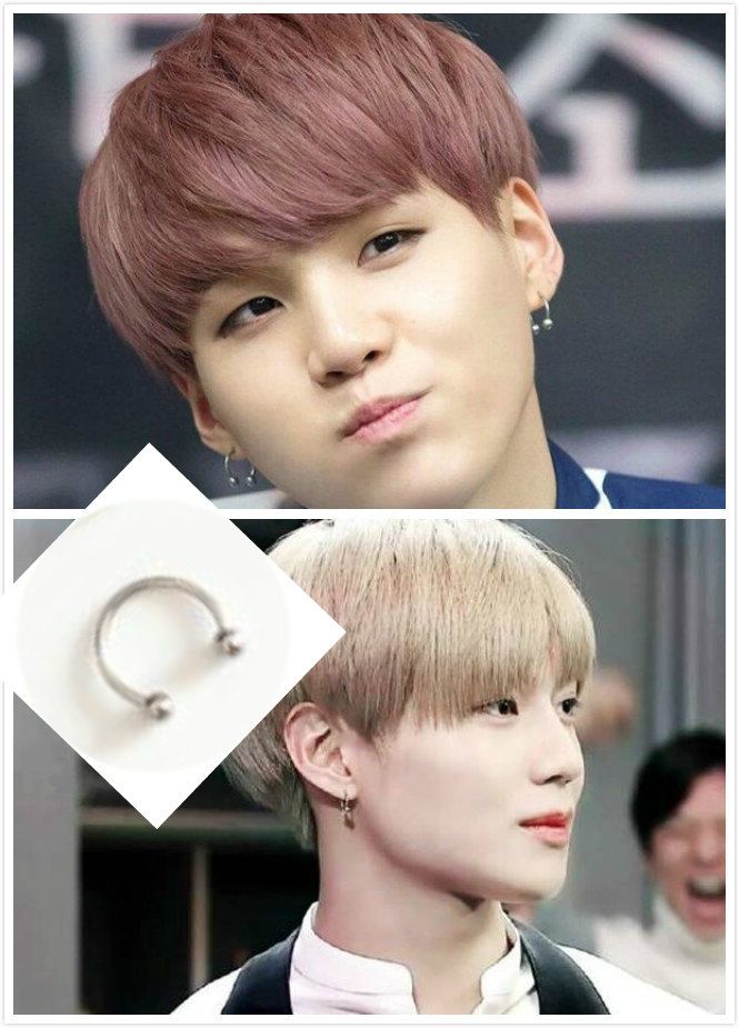 2020 Korea Bts Suga Shinee Taemin Titanium Ring Steel Studs Silver