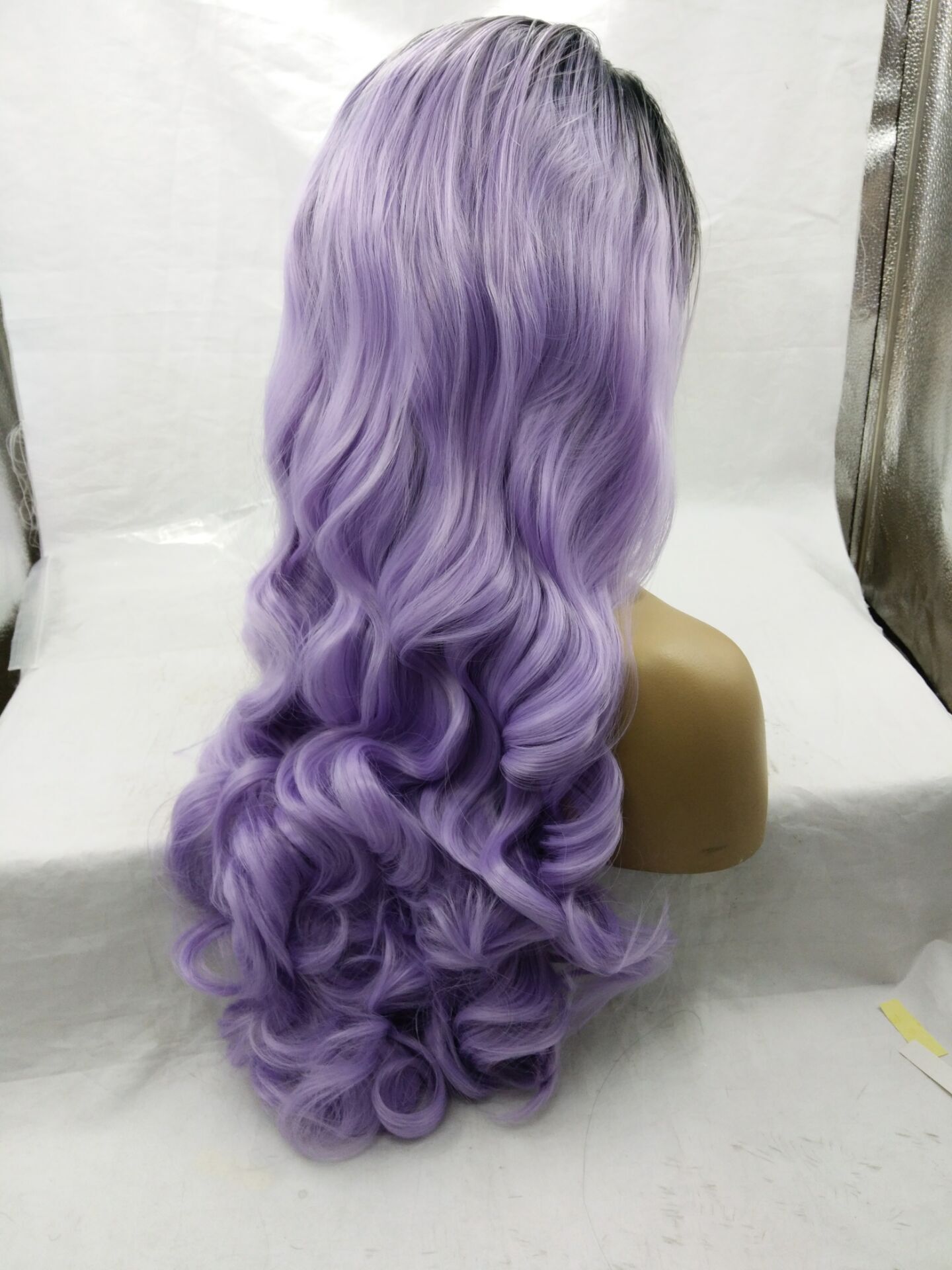 Natural Wavy Ombre Light Purple Cute Hair Color Actural Picture 26inch 150 Front Any Part 150 Soft Lace For Fashion Woman Wigs Hairpieces Detangling
