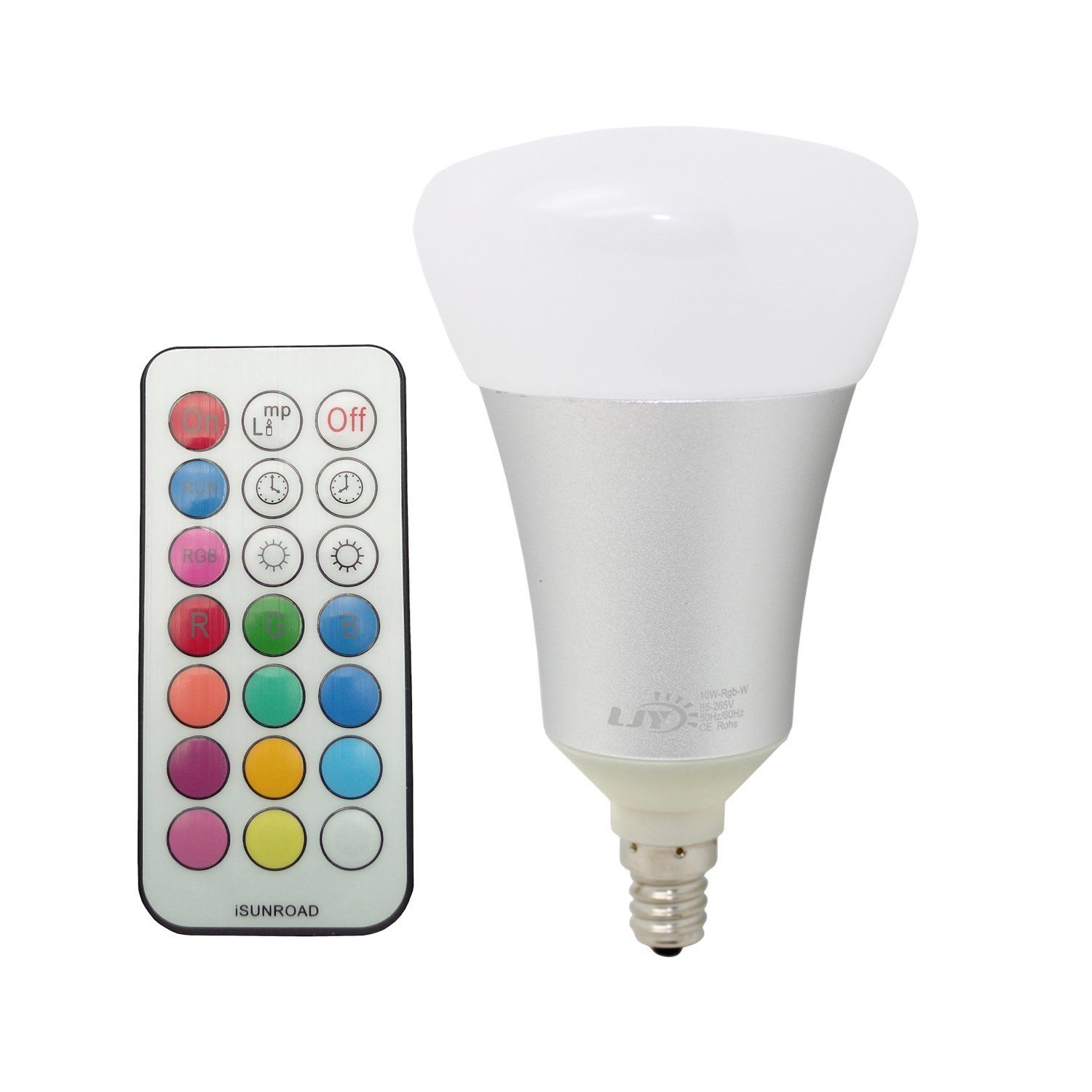 E12 Candelabra Base A19 10W RGBW LED Color Changing & Pure White Light