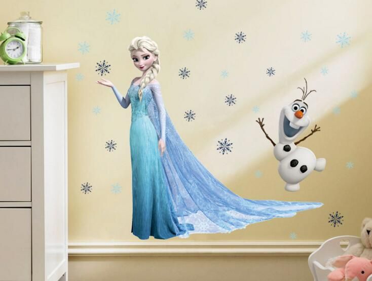 Compre Elsa Olaf Pegatinas De Pared Pegatinas De Pared De Peliculas Congeladas Pegatinas De Ninos Romanticos Pegatinas De Pared De Bebe Removible De Dibujos Animados De Pvc Baby Wall Stickers Home Decor