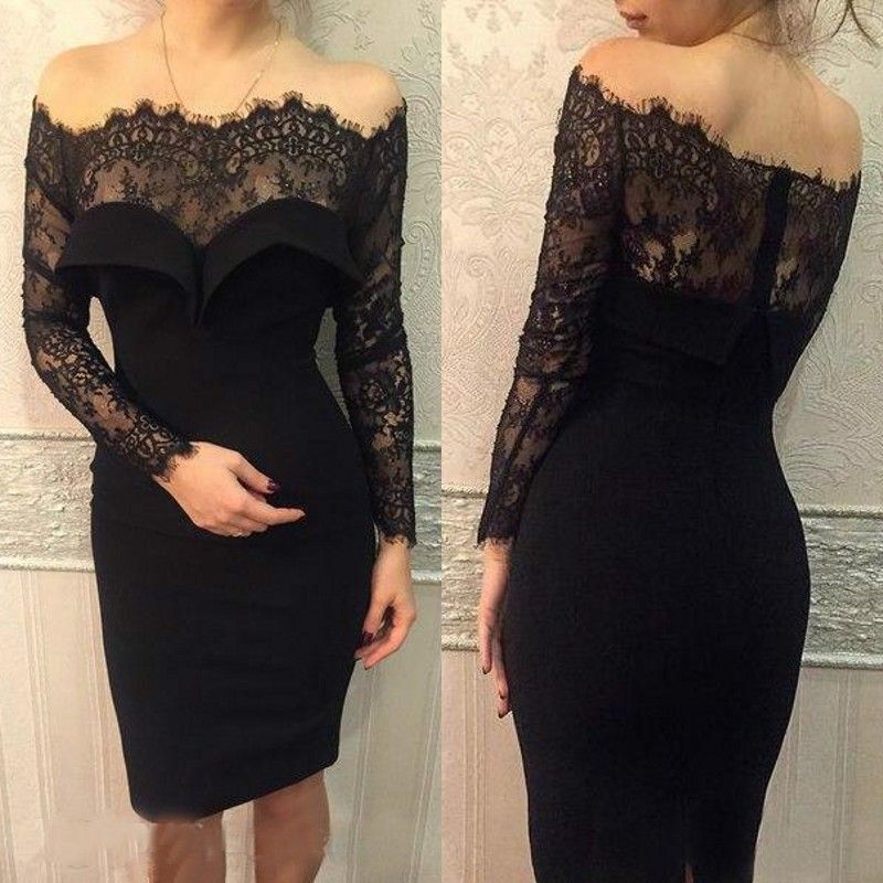 black fitted cocktail dress