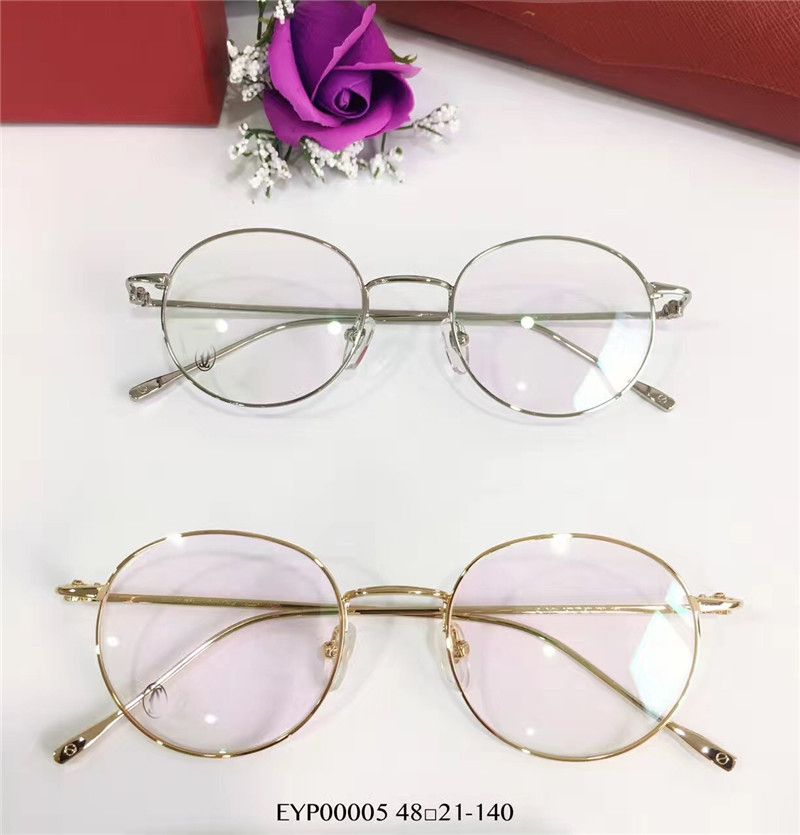 2020 Men Round Gold Eyeglasses Frame 48mm Fashion Glasses Optical Eye