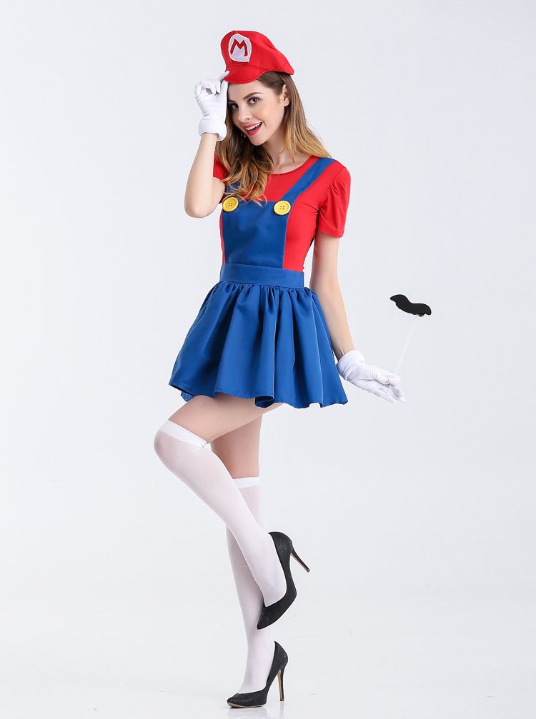 Ladies Luigi Mario Fancy Dress Costume Outfit Girls Workman Plumber Size 8-10