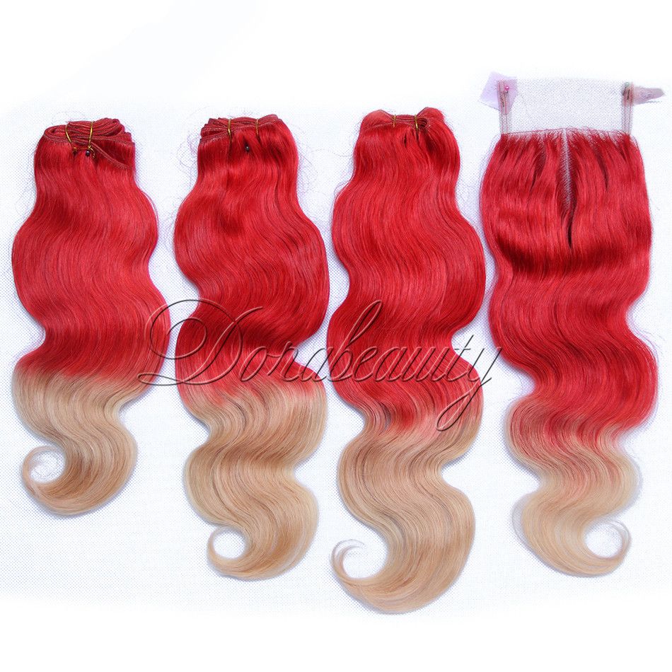 Red to blonde ombre extensions Clearance