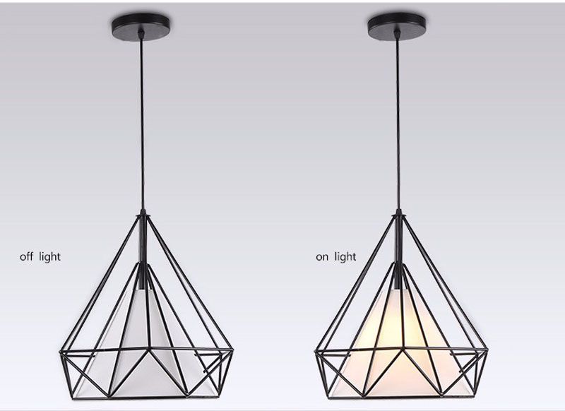 Art Iron Chandelier Bird Cage Minimalist Pyramid Pendant Lights Ceiling Lamp 