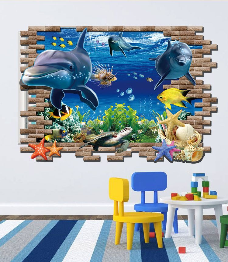 3d Effect Finding Nemo Wall Stickers Diy Large Size 97 67cm Undersea World Art Mural Wall Decal For Kids Room And Nursery Decoration Full Wall Decals Full Wall Mural Decals From Jy9146 6