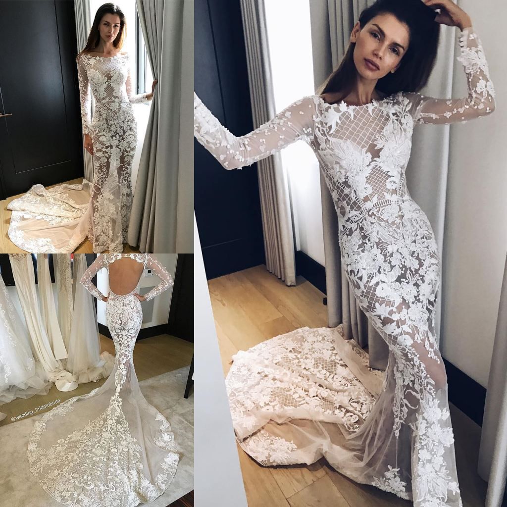 lace applique mermaid wedding dress